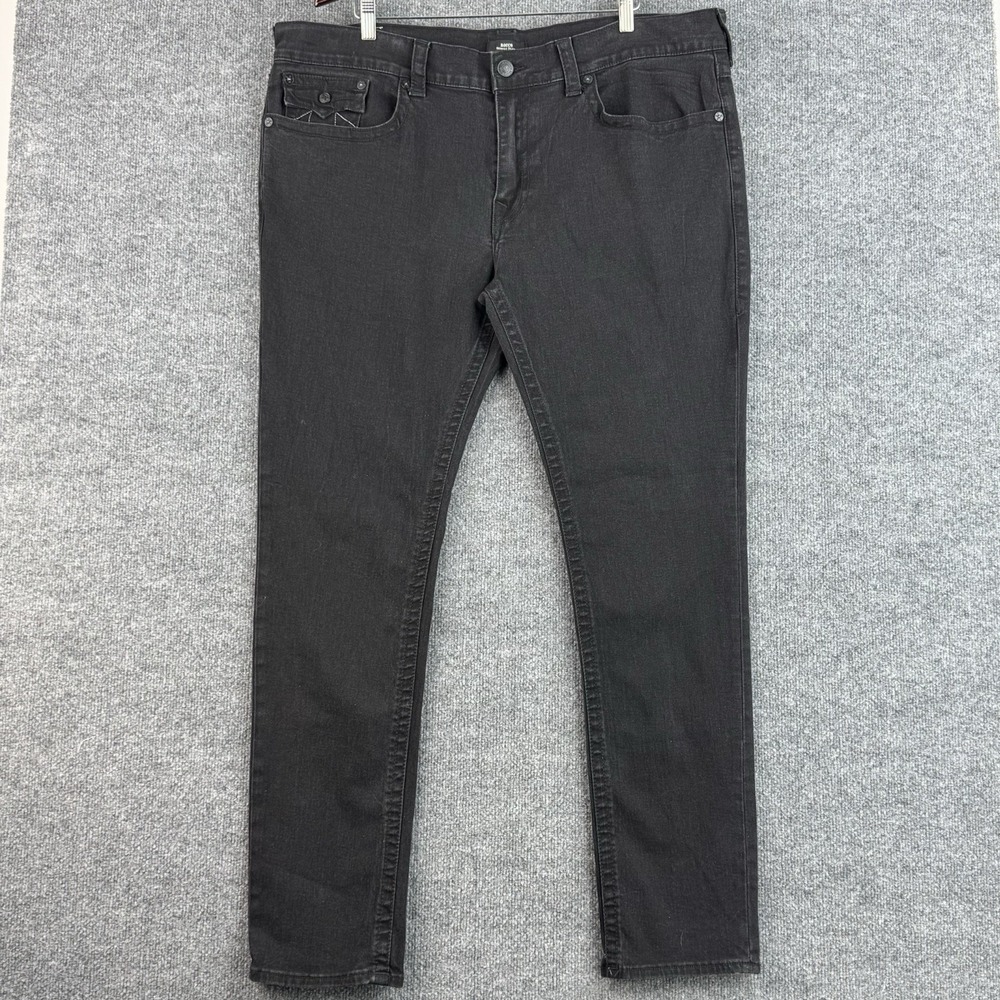 True Religion Rocco Jeans Mens 42x33 Black Relaxed Skinny Denim Casual Stretch
